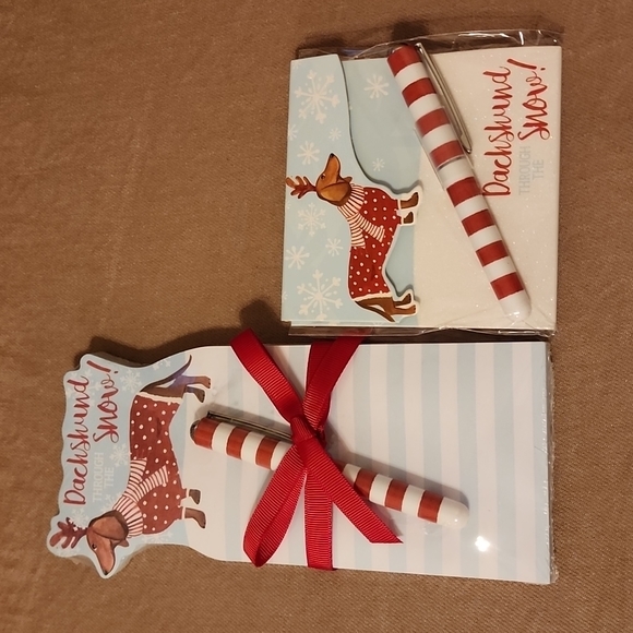 🎅 Dachshund Holiday Notepad Memo Set - Picture 1 of 8